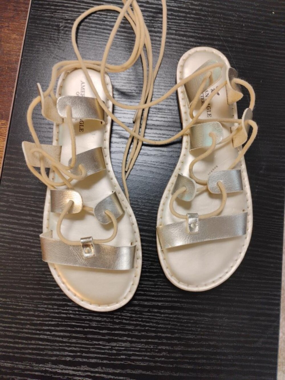 American Eagle Metallic Lace-Up Gladiator Sandals Women’s Size 8 Gold